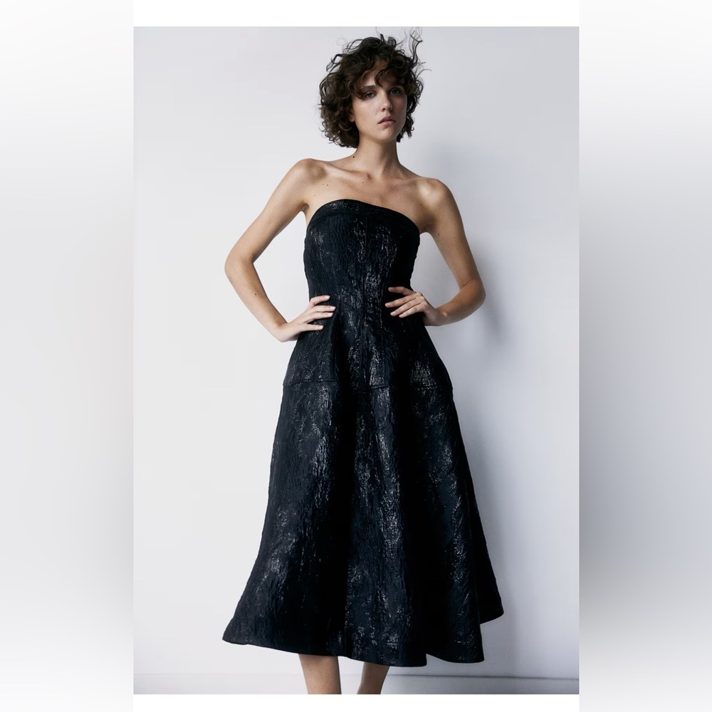 H&M Strapless Jacquard Party Dress Small